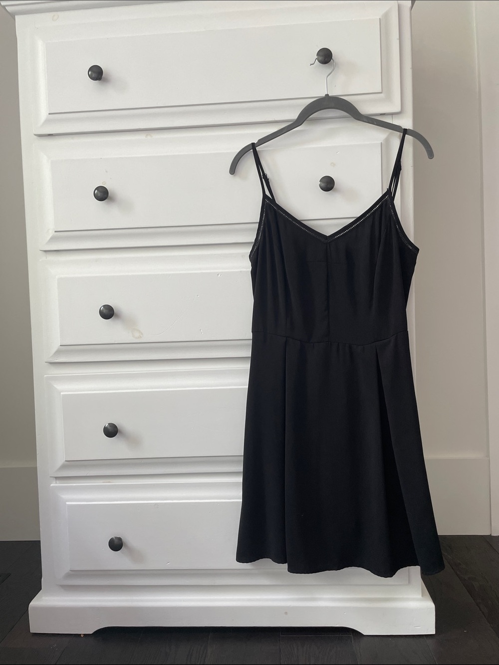 Dynamite V-Neck Spaghetti Strap Mini Dress in Black